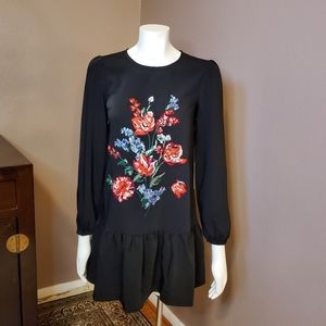 NWT EXPRESS black embroidered shift dress XS